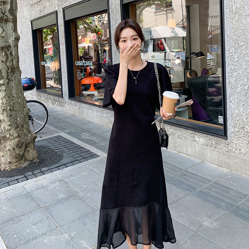 赫本风黑色鱼尾裙女2025年夏季新款法式高级感气质显瘦小众连衣裙,女装连衣裙,浙宝157（原165A）