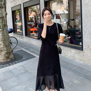 赫本风黑色鱼尾裙女2025年夏季新款法式高级感气质显瘦小众连衣裙图片
