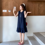 刺绣牛仔无袖背心连衣裙女2025夏季新款高级感复古时尚显瘦a字裙，女装连衣裙，浙宝157（原165A）