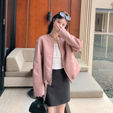 【现货】定染显瘦粉色皮衣157-8877-P145-K218，女装皮衣，浙宝157（原165A）