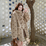 【现货】奶茶波点连帽羊羔毛外套157-2273-P215K318，女装短外套，浙宝157（原165A）
