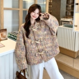 【现货！数据好】30羊毛彩色编织牛角扣外套157-2250-P165K238，女装短外套，浙宝157（原165A）