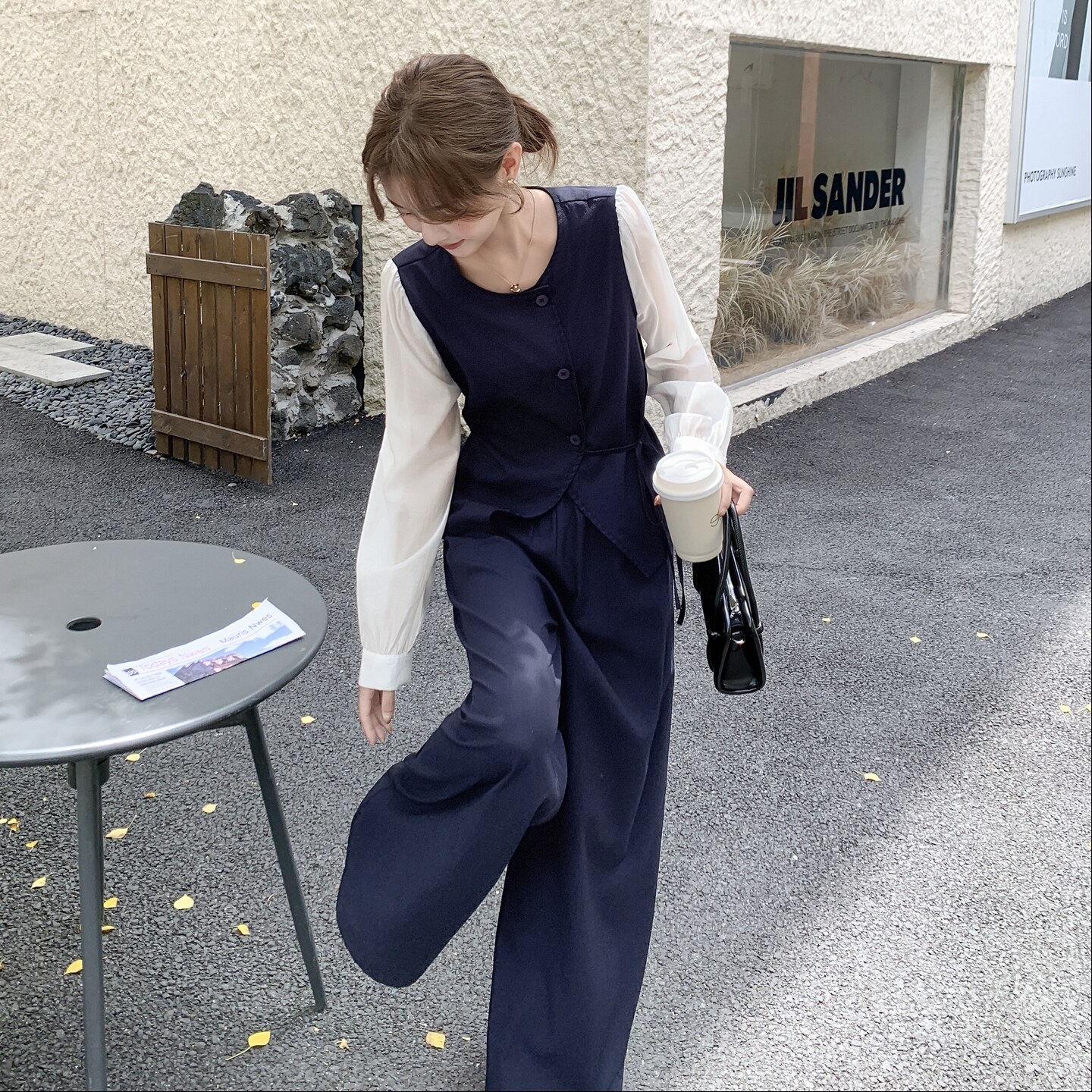 【现货】假两件拼接衬衫阔腿裤套装157-2228-P145K208,女装套装/套裙,浙宝157（原165A）