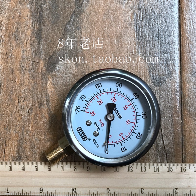 负压表-76-0cm.HG压力r表-30-0in.HG气压表螺纹PT1/4表盘直径60MM