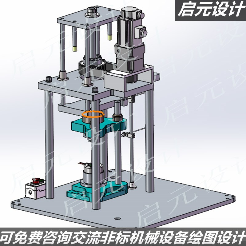 伺服铆压机3d图纸 机械设计电机丝杆压力机 伺服压力机3d方案模型
