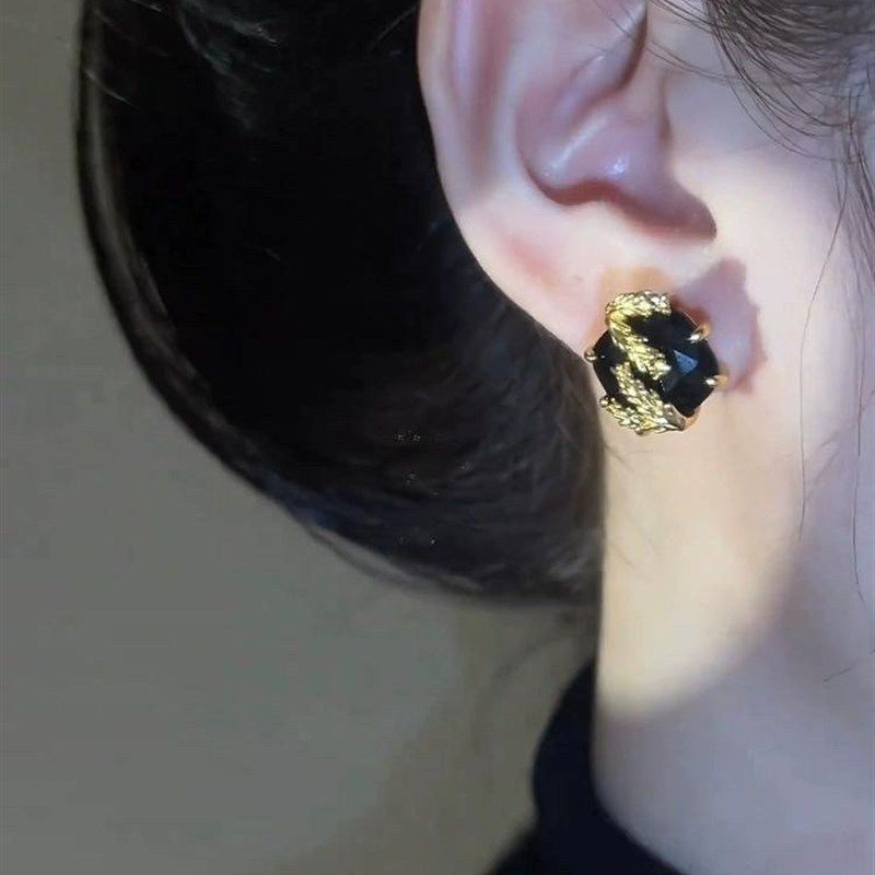 925银针耳钉轻奢金属缠绕方块黑宝石耳环小众设计高级感耳饰新款,珠宝/钻石/翡翠,翡翠裸石/蛋面,淘宝优惠券,粉丝福利购,淘宝优惠卷