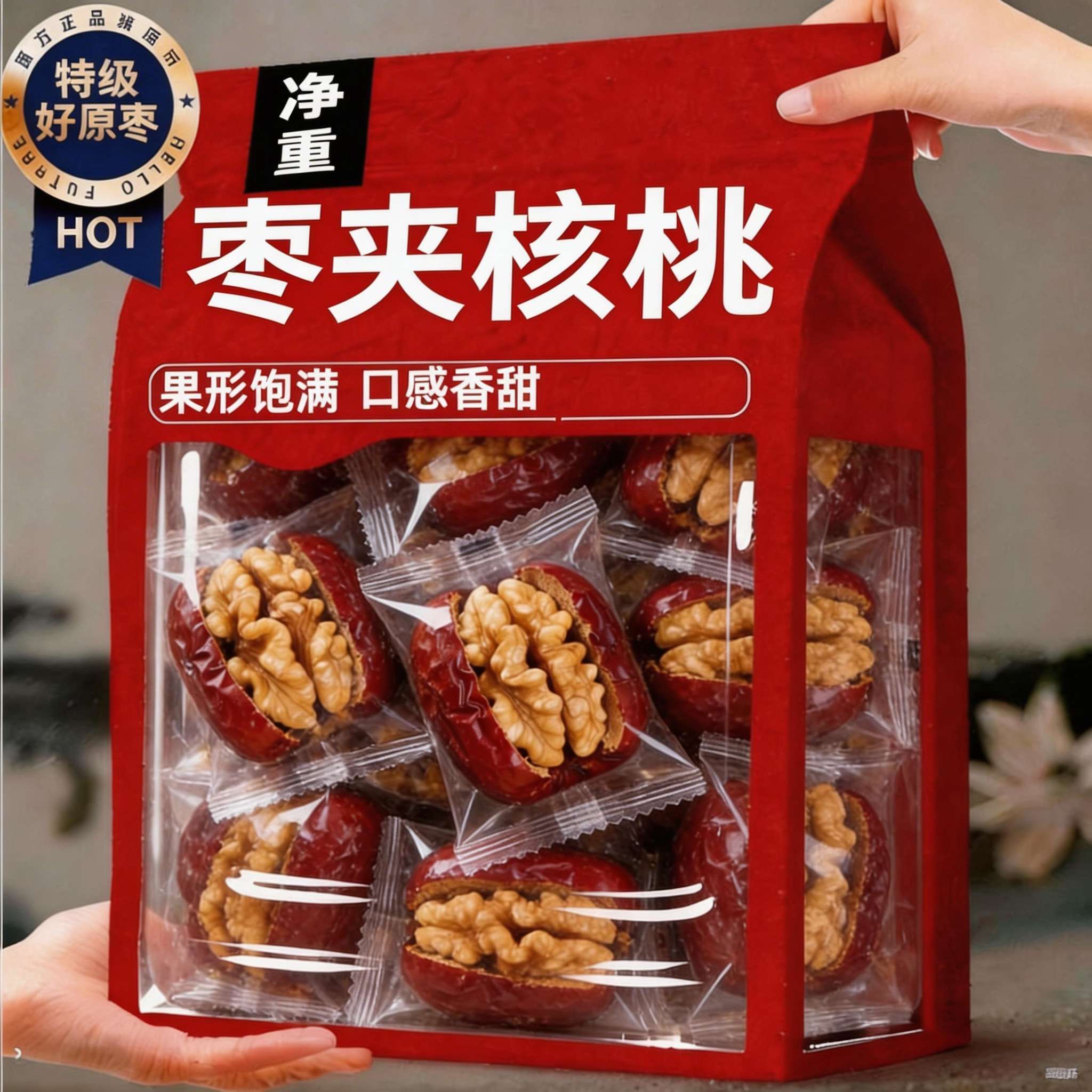 大红枣夹核桃仁独立包装即食香甜干果零食新枣夹心枣特产孕妇坚果
