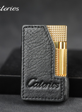 Calories卡路朗声充气打火机皮套真皮火机套黑色外壳套专用保护套