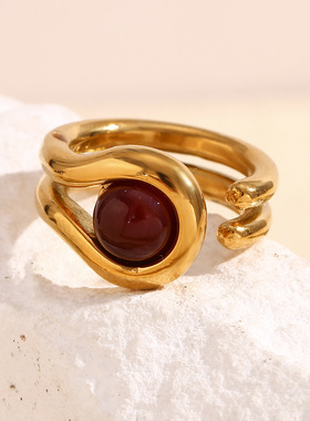 英国george melis欧美时尚气质复古个性港风手饰镀18k金双层线条