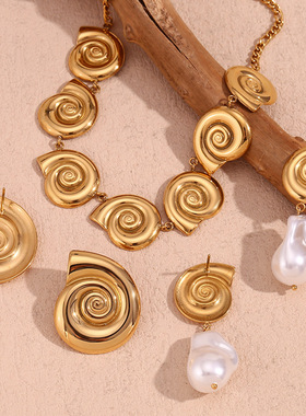 英国george melis欧美时尚小众设计nk链项链镀18k金海螺蜗牛壳仿