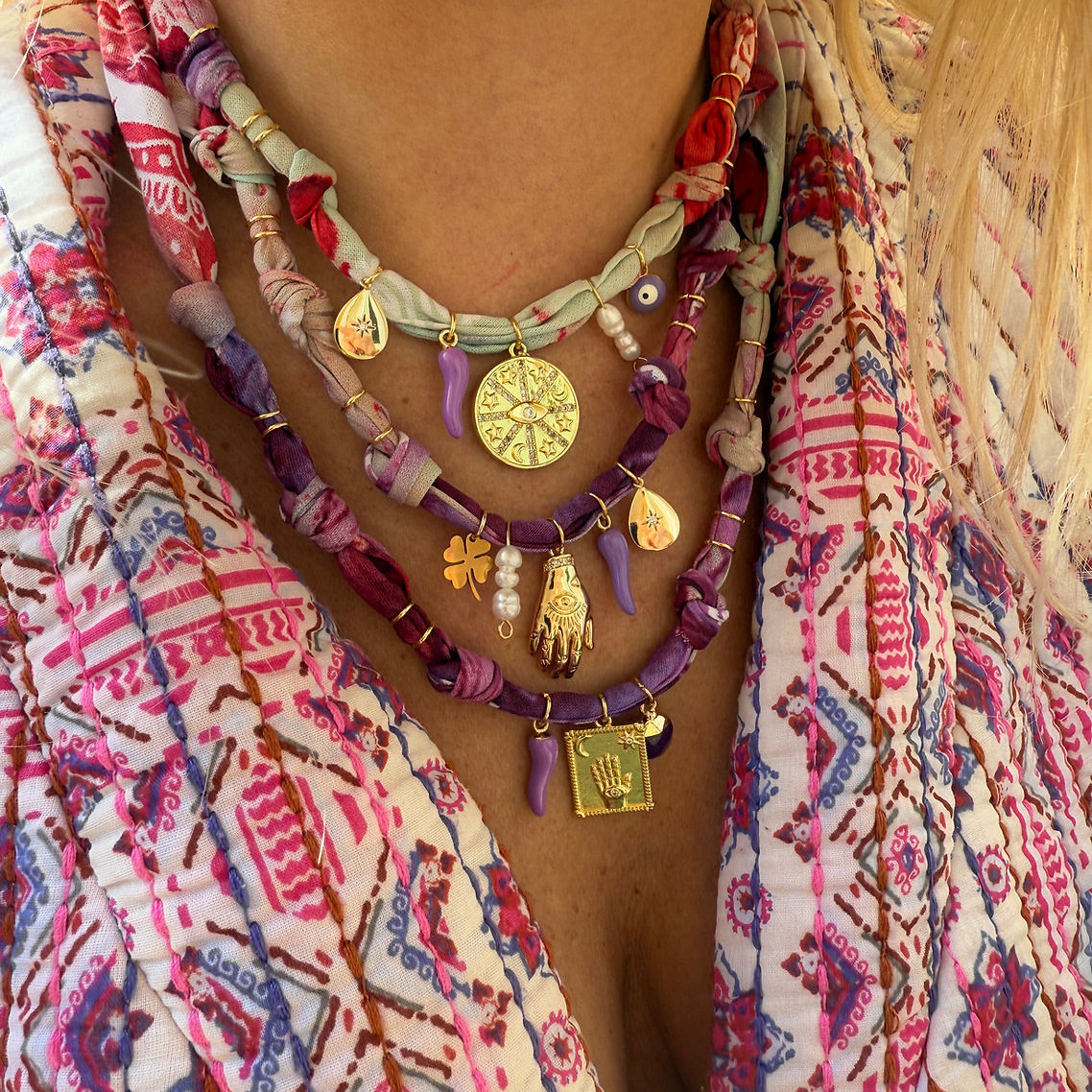 英国george melis欧美新款波西米亚手串海星蘑菇樱桃多吊坠项链