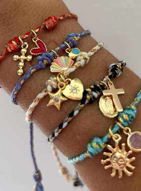 英国george melis新中式多巴胺彩绳手链新款点钻五角星项链18k金