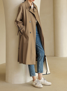 英国george melis风衣女中长款英伦风春秋新款宽松流行气质女神