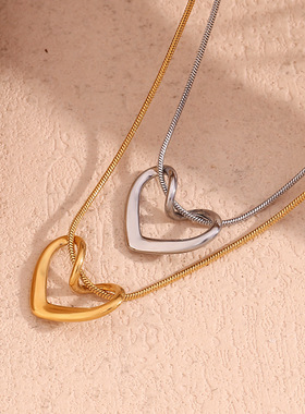 英国george melis欧美时尚小众气质项坠镀18k金细蛇链简约桃心吊