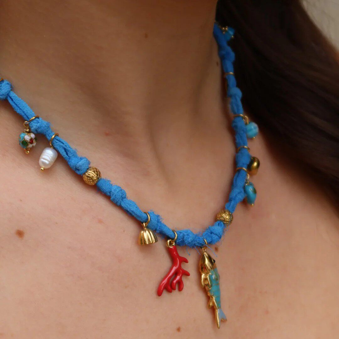 英国george melis海边多巴胺项链海螺珊瑚爱心巴洛克珍珠小鱼