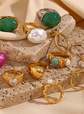 英国george melis欧美时尚复古小众个性手饰镀18k金微镶镂空波浪