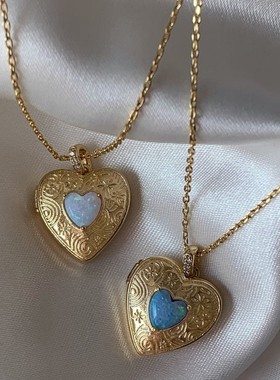 英国TopWhitins小众设计爱心相盒吊坠项链开合桃心吊坠锁