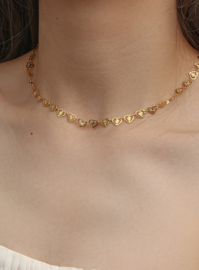 英国george melis欧美时尚气质轻奢女锁骨链珍珠尾链爱心片手链