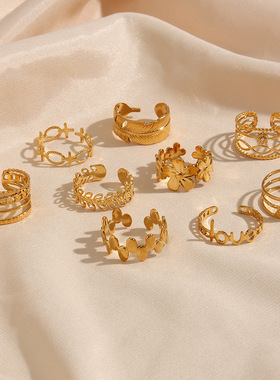 英国george melis欧美ins女小众轻奢设计流行金色镂空多款式戒指