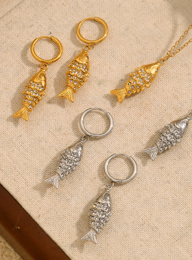 英国george melis欧美小众设计款高级感项链镀18k金满钻锦鲤吊坠