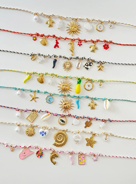 英国george melis畅销夏日海情风海星珍珠爱心吊坠彩色多巴胺