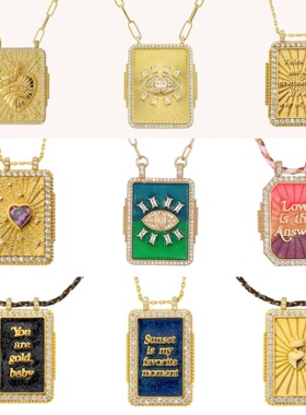 英国george melis塔罗牌爱心眼睛项链tarot带钻滴油项链女ins