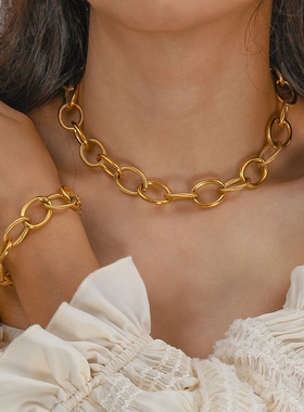 英国george melis欧美冷淡风搭配锁骨链朋克时髦链条金属感手链