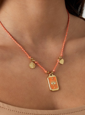 英国george melis时尚新款手掌恶魔之眼滴油彩色塔罗牌项链时尚