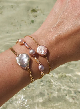 英国George Melis欧美异形不规则巴洛克珍珠手链轻奢高级感淡水