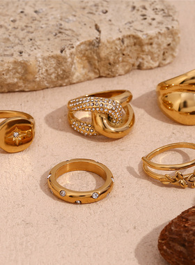 英国george melis欧美ins小众个性手饰镀18k金花朵交叉双层