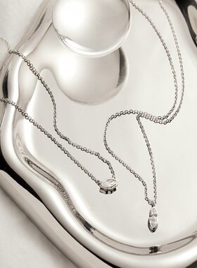 英国George Melis欧美独立站锆石椭圆圆形吊坠项链简约ins时尚