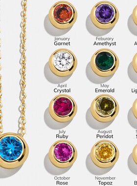 英国George Melisins简约十二生辰石圆形吊坠项链女就经典12