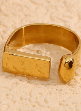 英国george melis欧美轻奢气质流行个性镀18k金色几何条形开口