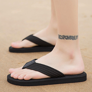 韩版 潮流耐磨沙滩软底外穿防滑凉拖鞋 夹脚夏季 防臭防水人字拖男士