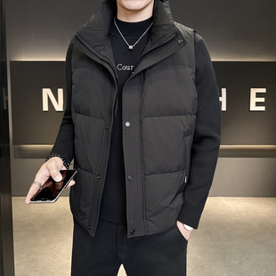 港风ins加厚保暖背心羽绒马甲男冬季新款潮流立领青少年外穿坎肩