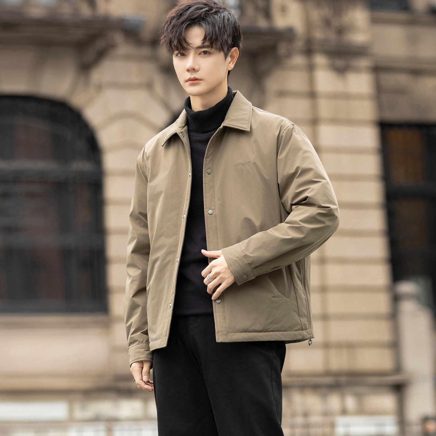 冬季痞帅翻领羽绒服男款轻薄潮牌