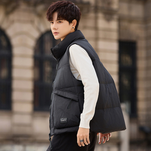运动痞帅男友风羽绒马甲男冬季潮流立领加厚保暖背心男士外穿坎肩