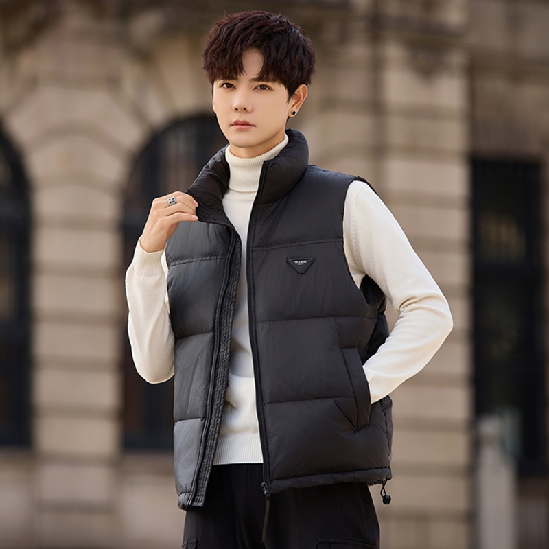 短款oversize立领运动羽绒马夹男