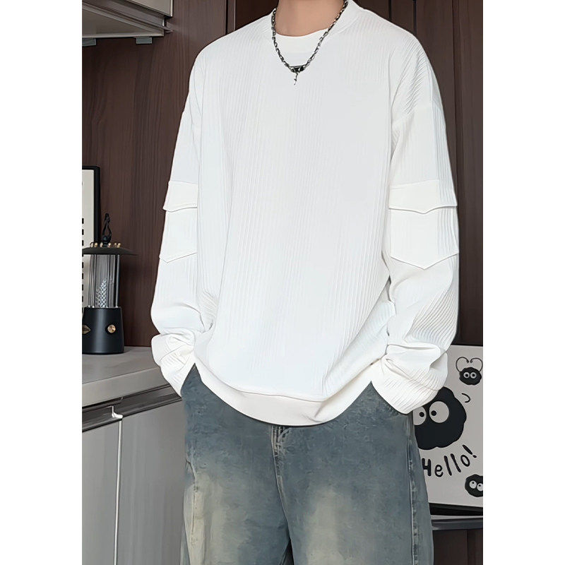 2026春装新款ins纯色卫衣男女运动青年立体袋个性T恤宽松大码上衣