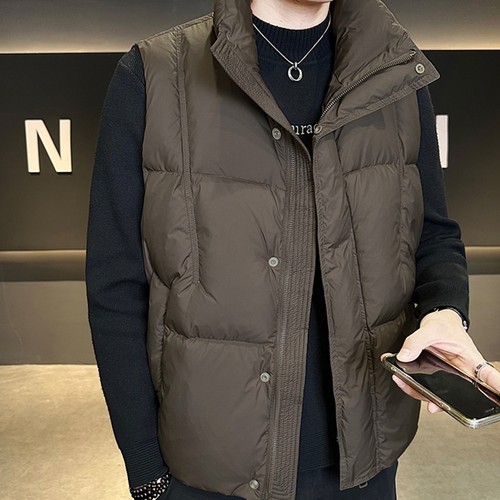 港风ins宽松立领羽绒服马甲男潮