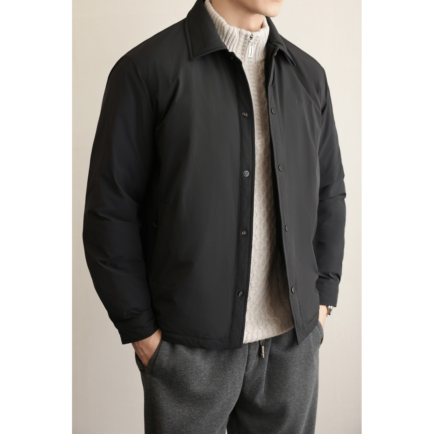 秋冬季新款轻奢商务轻薄翻领羽绒服外套男潮牌休闲高级感拼接夹克