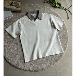 夏季2026新款潮牌千鸟格polo领短袖t恤男款重磅半袖衬衫领体恤衫