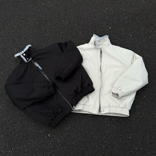 boxy廓形外套加厚保暖连帽高级感棉衣 冬季 美式 毛领座山雕棉服男款