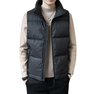 立领羽绒马甲男士短款无袖羽绒服灰鸭绒修身保暖外套马夹背心坎肩
