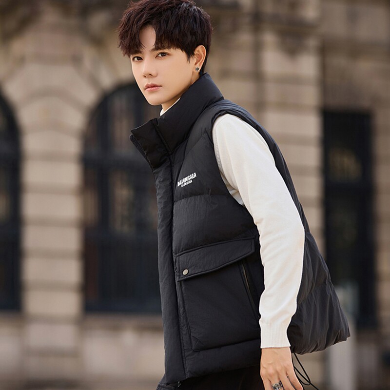 羽绒短款马甲男运动简约立领羽绒