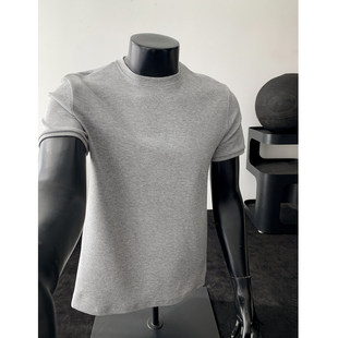 白色解构正肩短袖男款夏季高级感痞帅半高领t恤美式修身内搭半袖