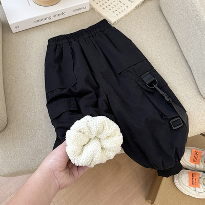 男童冬季羊驼绒裤子工装裤