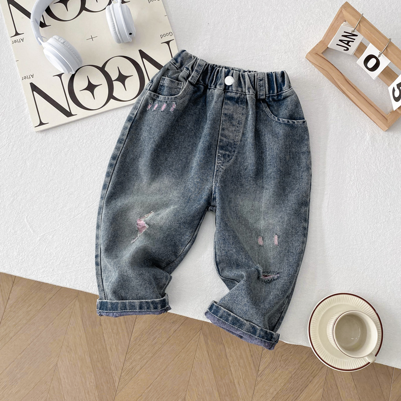 男童春秋破洞牛仔裤2025新款儿童粉色裤子男孩休闲裤小童长裤秋装,童装/婴儿装/亲子装,儿童牛仔裤,淘宝优惠券,粉丝福利购,淘宝优惠卷