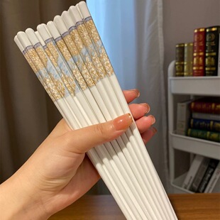 陶瓷筷子家用防霉防滑送礼环保易清洗骨瓷筷耐高温不变形
