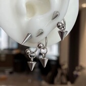 钛钢耳饰 小恶魔尖锥吊坠耳钉马蹄环耳骨钉个性 嘻哈暗黑小众耳轮